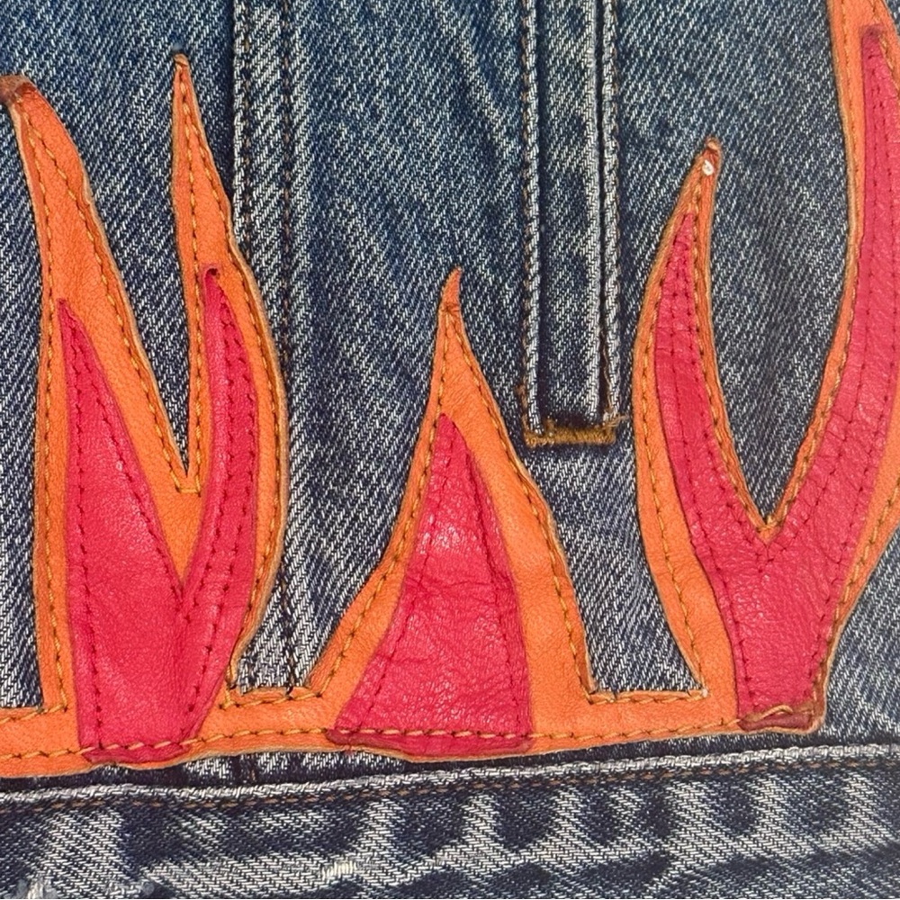 Vintage Reworked Levi Denim Jacket with Flames - gender neutral - Picture 8 of 14